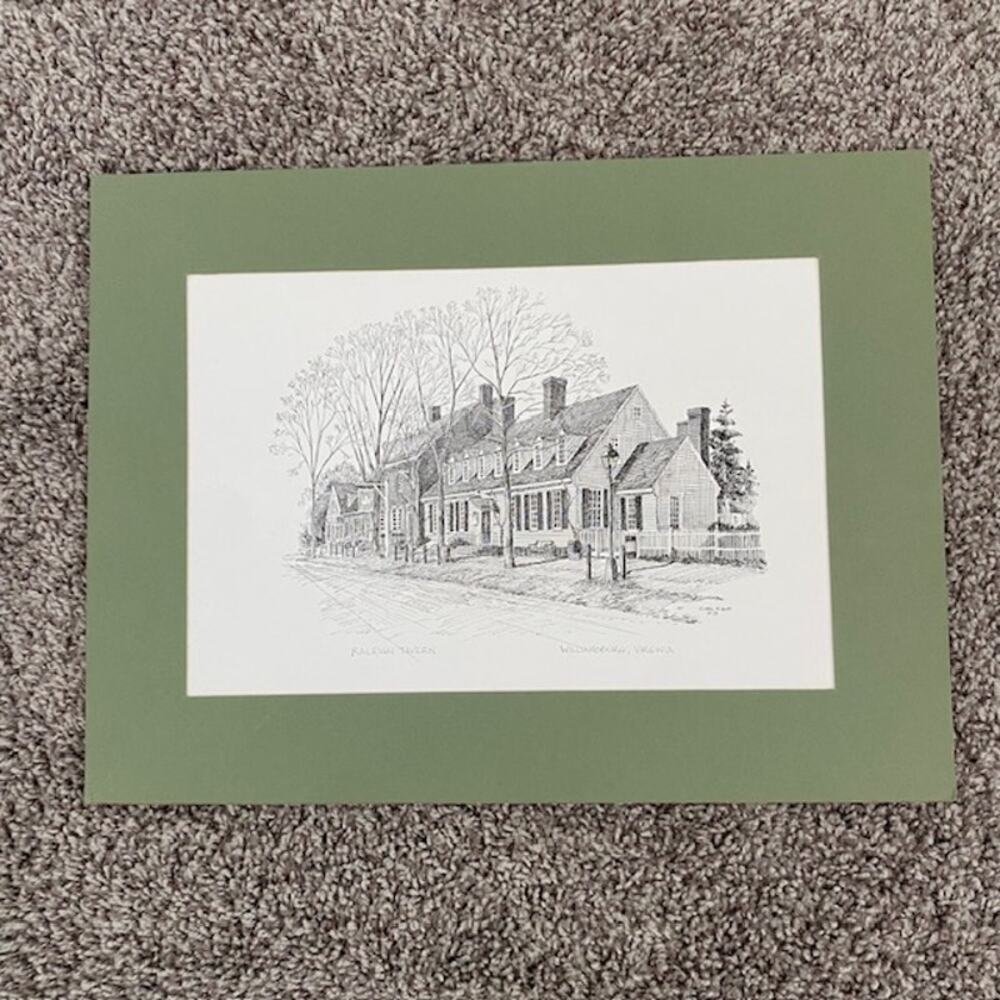 Vintage Clark M. Goff Raleigh Tavern‎ Williamsburg, Virginia '73 Matted Print
